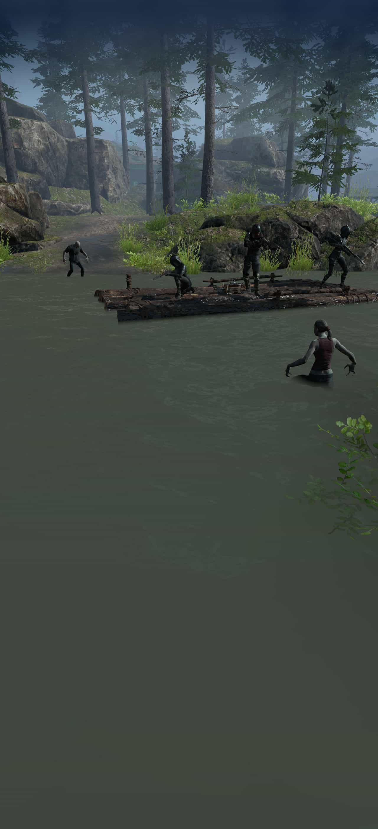 background image with raft and zombies