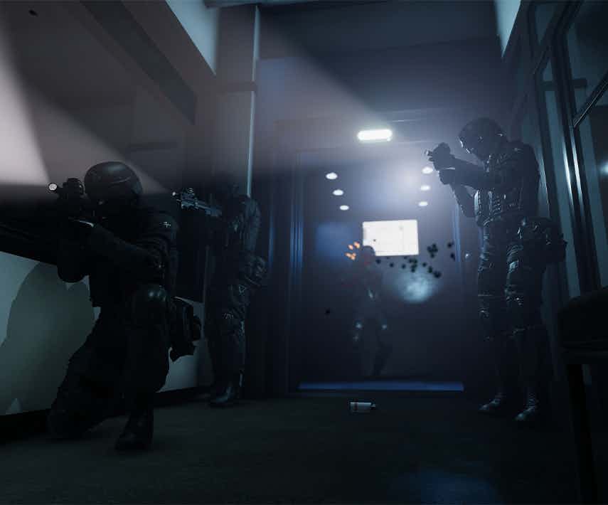 Image of police special units in a firefight